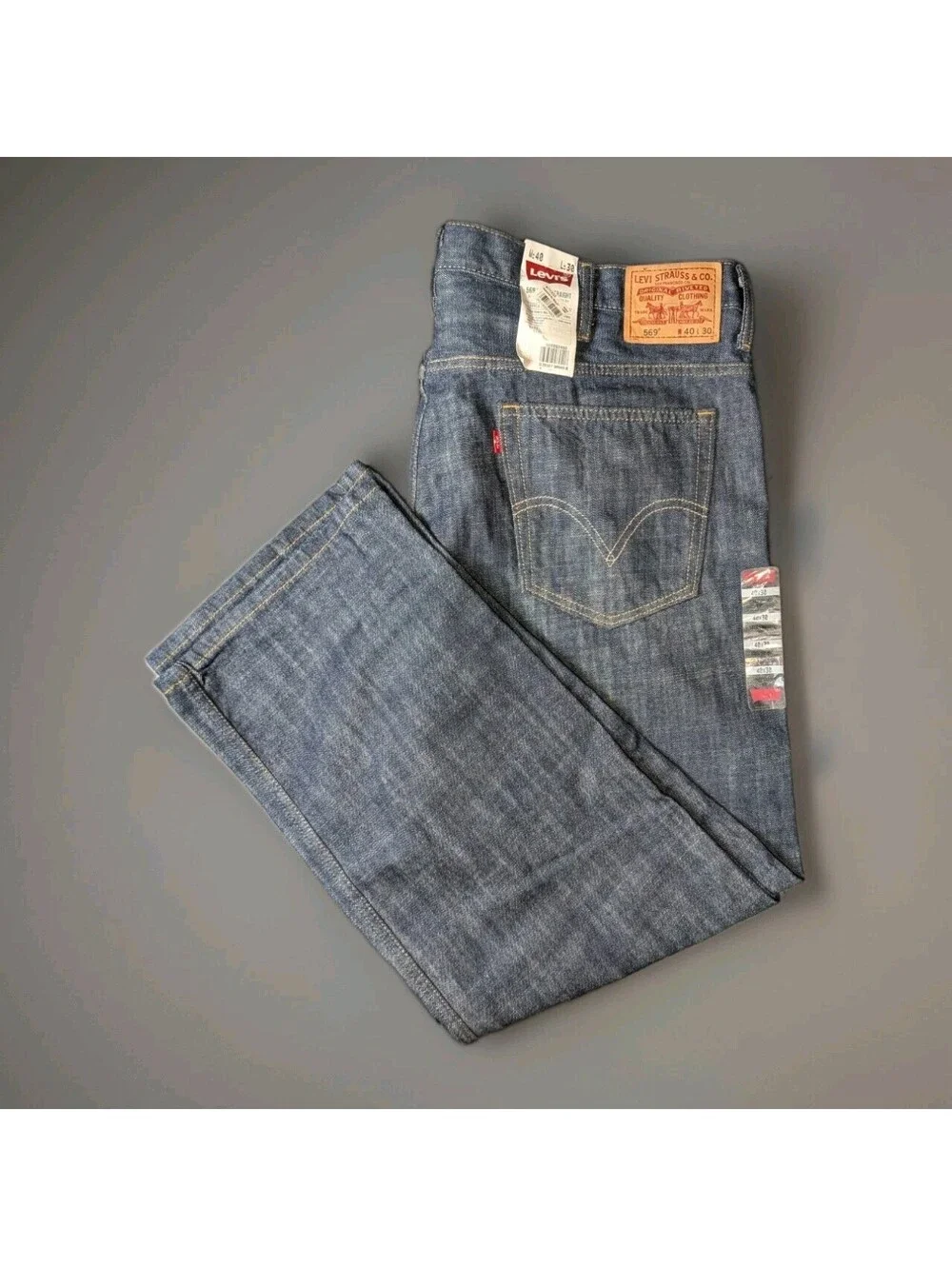 Levis 569 Loose Straight Jeans Dark Wash 40x30 NWT
